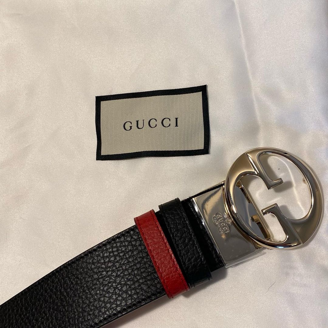 Gucci Belt Black Exterior, Red Interior