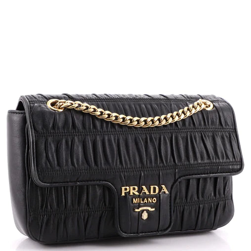 Prada Chain Flap Shoulder Bag Nappa Gaufre Medium