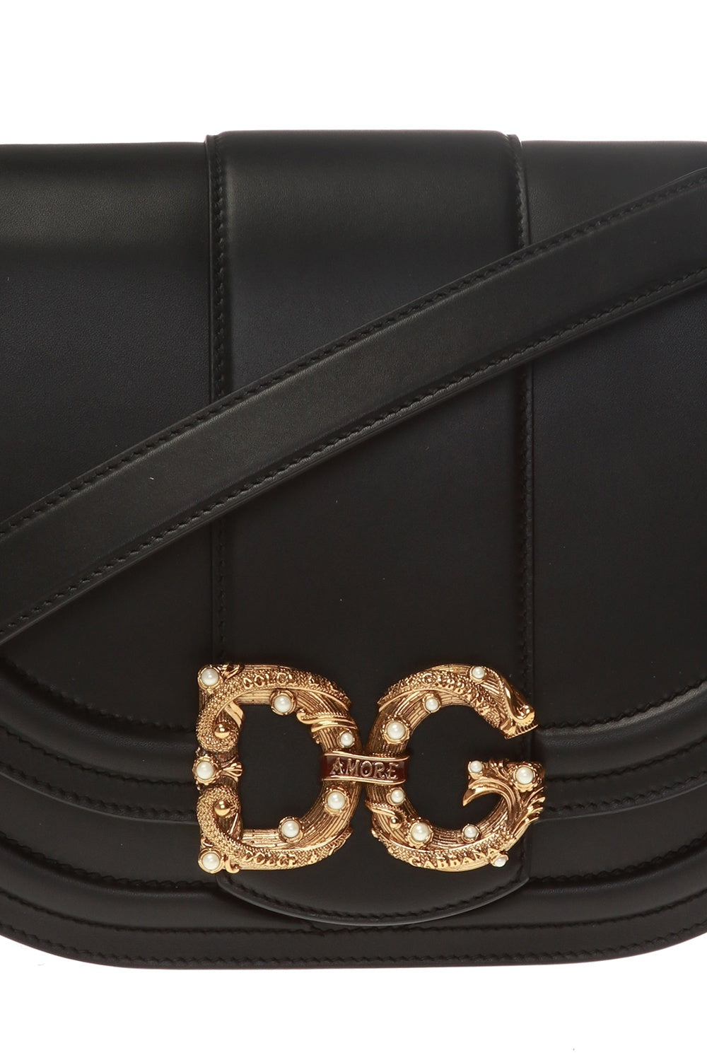 DOLCE & GABBANA DOLCE & GABBANA BLACK ‘DG AMORE’ SHOULDER BAG