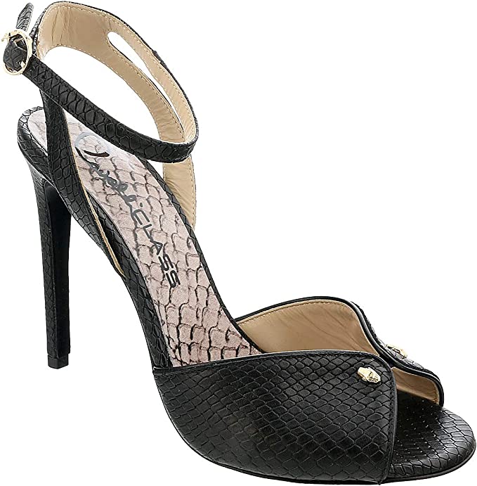 ROBERTO CAVALLI Class Black Opent Toe High Heel Sandal-6.5/7