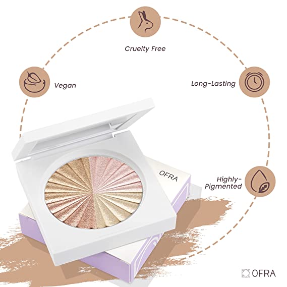 Ofra Cosmetics All of the Lights Highlighter - 4-in-1 Highlighter Makeup Palette for Cheeks, Nose, Eyes - Liquid to Baked Powder, Highly-Pigmented, Vegan Formula - Buttery Smooth, Long-Lasting - 10g