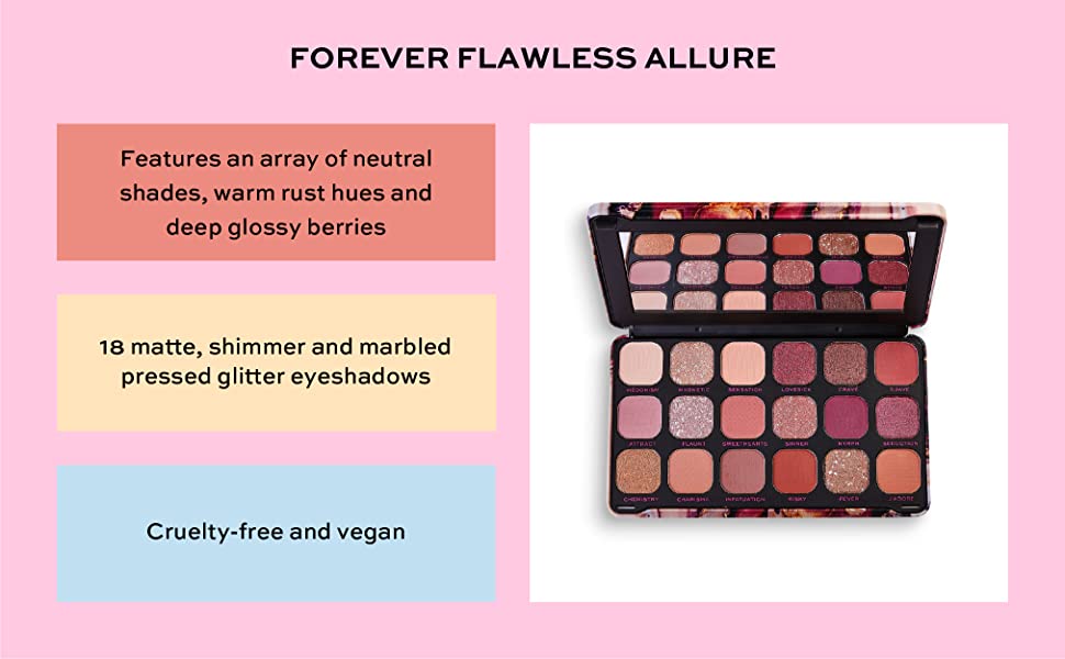Makeup Revolution Forever Flawless Allure, Eyeshadow Palette, Create Long-Lasting Eye Makeup Looks, Vegan & Cruelty-Free, 20g
