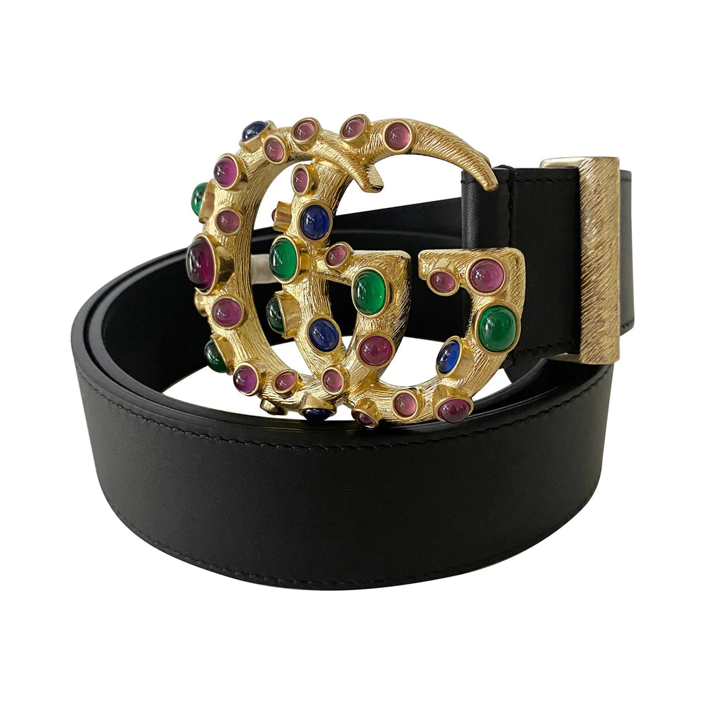 GUCCI GG MARMONT EMBELLISHED LEATHER BELT