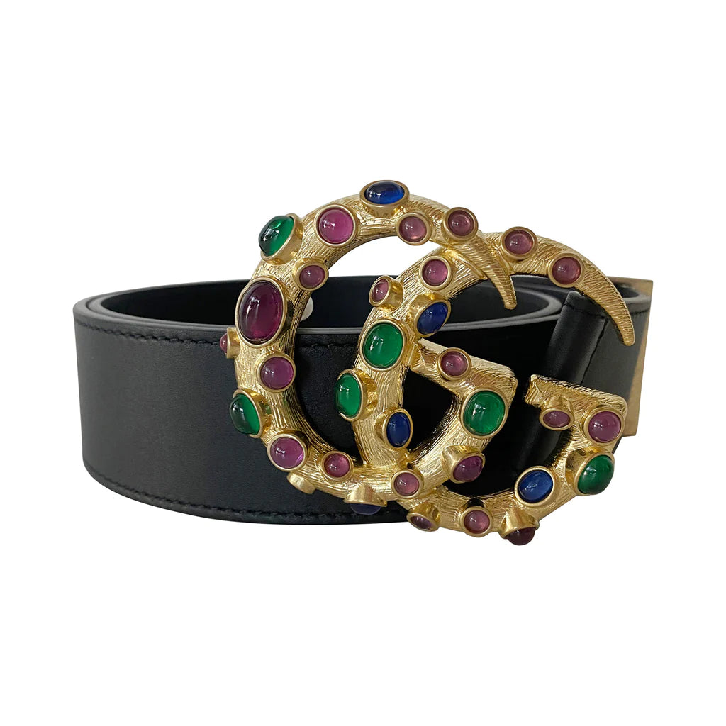 GUCCI GG MARMONT EMBELLISHED LEATHER BELT
