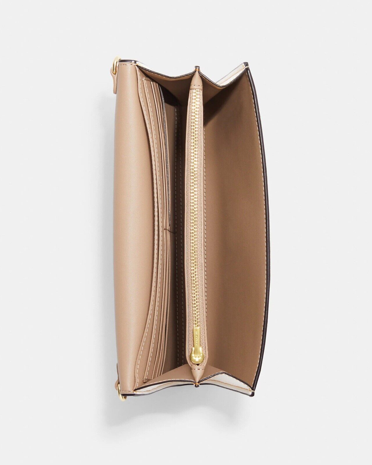 Coach Envelope Clutch Crossbody Khaki Signature Canvas Flower Gold Chain Bag