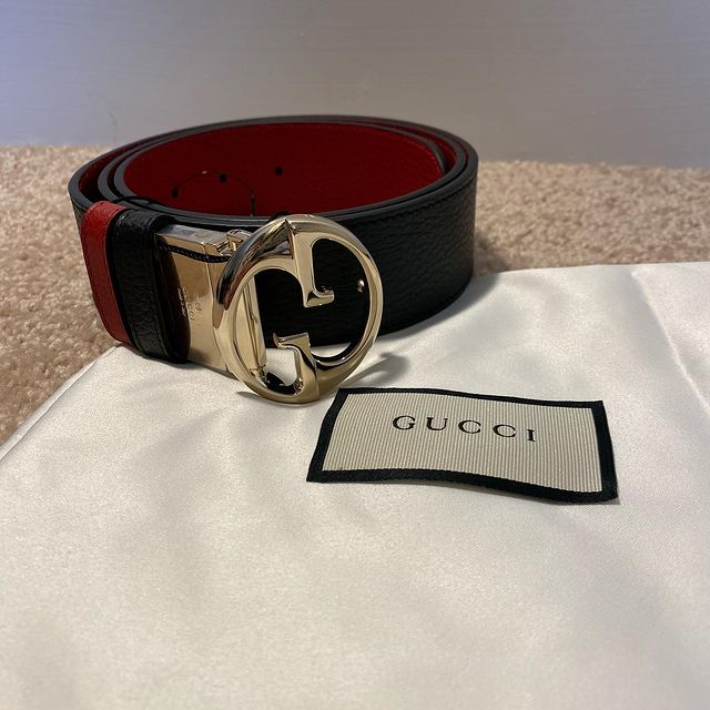 Gucci Belt Black Exterior, Red Interior