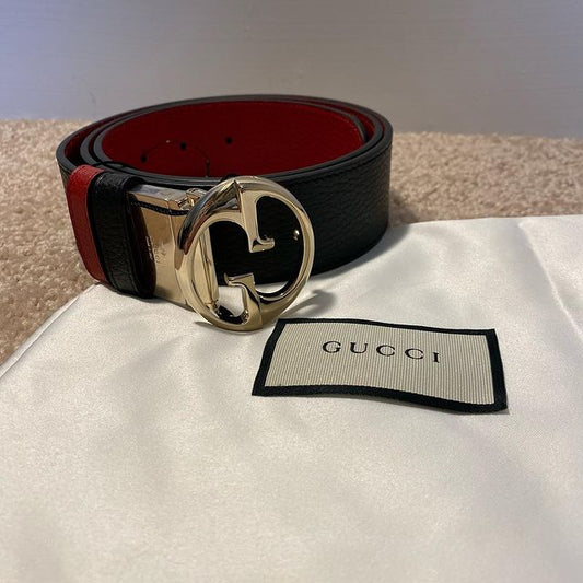 Gucci Belt Black Exterior, Red Interior