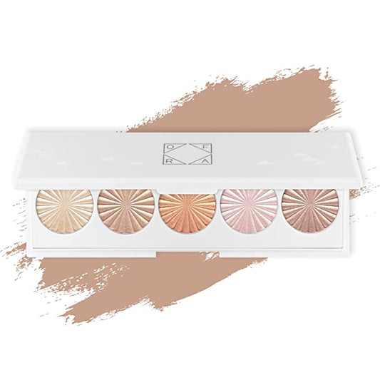 Ofra Cosmetics Ofraglow Signature Palette - 5 Color Highlighter Palette with Mirror for Face, Cheeks, Eyes - Illuminating Makeup Highlight with Warm Ivory, Champagne, Gold, Pearl Pink & Bronze Shades