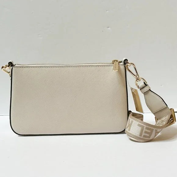 Michael Kors Jet Set Travel Crossbody Bag Tech Attach Miami Flamingo Light  Cream