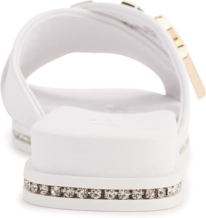 Karl Lagerfeld Paris Women's Janie Slide Criss Cross Flat Sandal